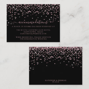 Black Rose Gold Glitter Wedding Accommodations Enclosure Card
