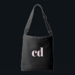 Black rose gold initials monogram elegant modern crossbody bag<br><div class="desc">A classic chic black background. Personalize and add your monogram initials written with girly and feminine rose gold coloured block letters. Modern,  trendy and simple.</div>