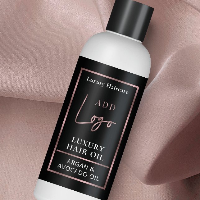 Black & Rose Gold Logo 4 OZ Skincare Packaging Sticker (Professional black and rose gold logo product label for standard 4 OZ cosmo bottles *verify size*)