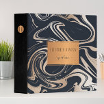 Black rose gold marble copper geometric portfolio binder<br><div class="desc">Personal, school (teacher / student) or business sophisticated girly glam binder in modern black and faux rose gold glitter marble with metallic look brushed copper shapes. Personalize it with your name / text inside the label on the front side, your initials name / monogram in the copper circle on the...</div>