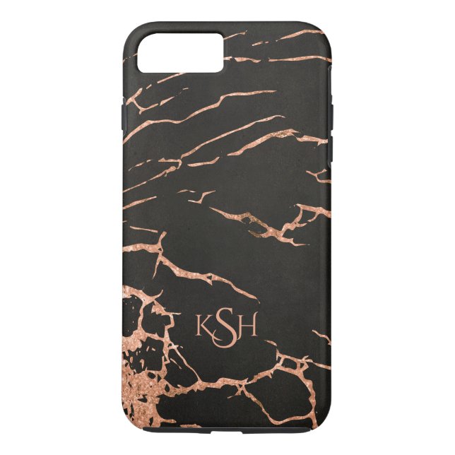 Black & Rose-Gold Marble Crackles Case-Mate iPhone Case (Back)
