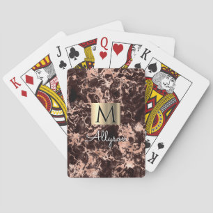 Black/Rose Gold Marble Gold Box, Name/Monogram Vs4 Playing Cards