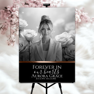 Black Rose Gold Memorial Poster greyscale