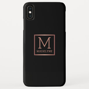 Black Rose Gold Monogram Elegant iPhone XS Max Case