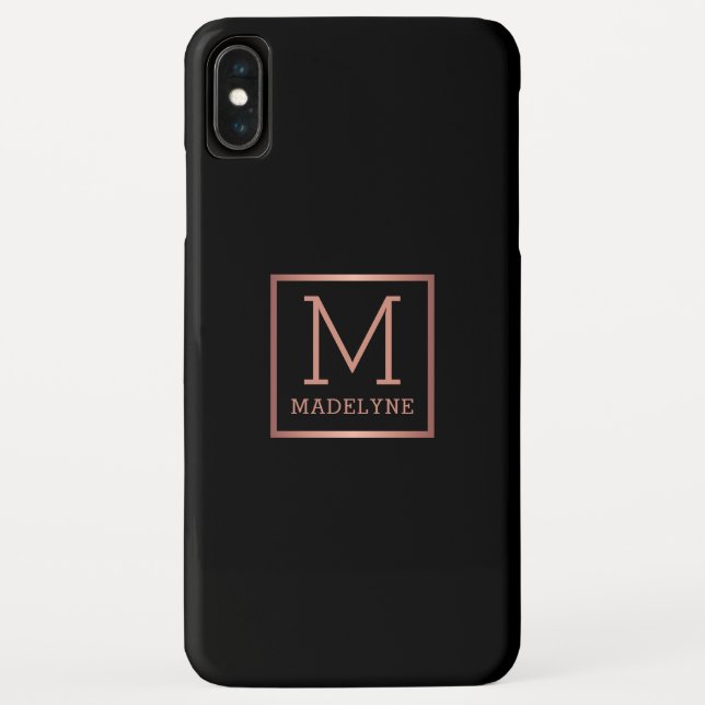 Black Rose Gold Monogram Elegant Case-Mate iPhone Case (Back)
