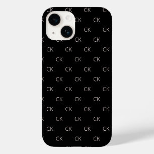 Black rose gold monogram initial modern minimalist Case-Mate iPhone 14 case