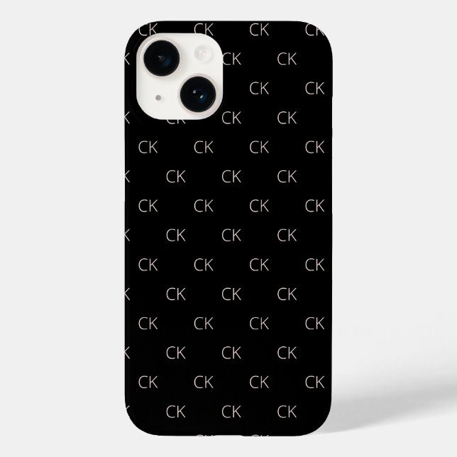 Black rose gold monogram initial modern minimalist Case-Mate iPhone case (Back)