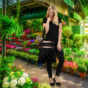 Black rose gold monogram initials pattern name tote bag