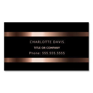 Black rose gold monogram minimalist elegant  	Magnetic business card