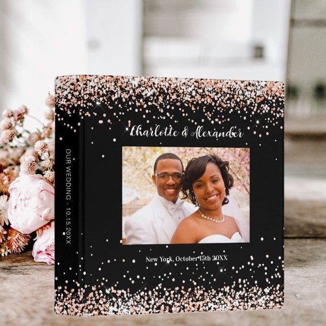 Black rose gold photo wedding album binder (Creator Uploaded)