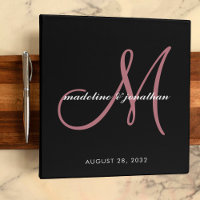 Black Rose Gold Script Monogram Wedding Album