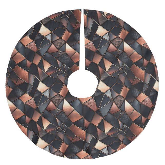 Black Rose Gold Tiles Brushed Polyester Tree Skirt (Front)