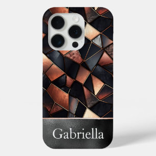 Black Rose Gold Tiles iPhone 15 Pro Case