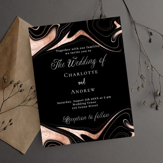 Black rose gold wedding invitation (Creator Uploaded)