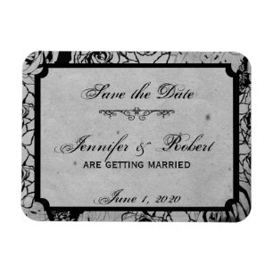 Black Rose Gothic Frame Save the Date Magnet