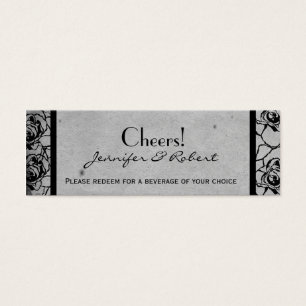 Black Rose Gothic Frame Wedding Drink Ticket
