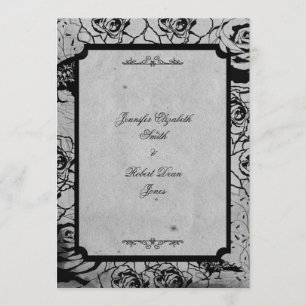 Black Rose Gothic Frame Wedding Invitation