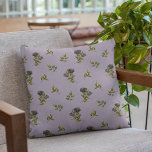 Black Rose Pattern Purple Throw Pillow<br><div class="desc">Vintage and floral pillow featuring illustration of black roses with greenery made into a pattern. The background is purple.</div>