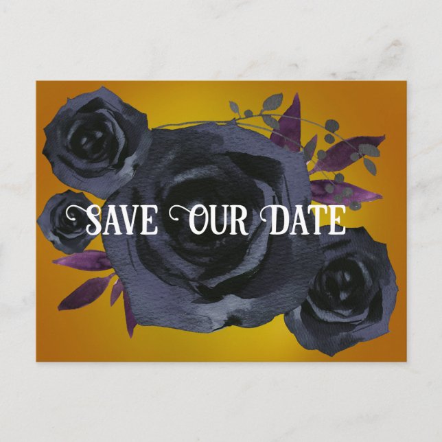 Black Rose Photo Save Our Date Postcard (Front)