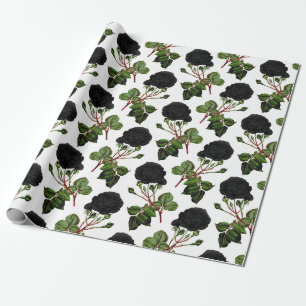 Black Rose Print Wrapping Paper