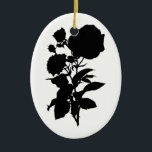 Black Rose Silhouette Ceramic Ornament<br><div class="desc">This ornament has a romanitc gothic motif of a black rose silhouette</div>