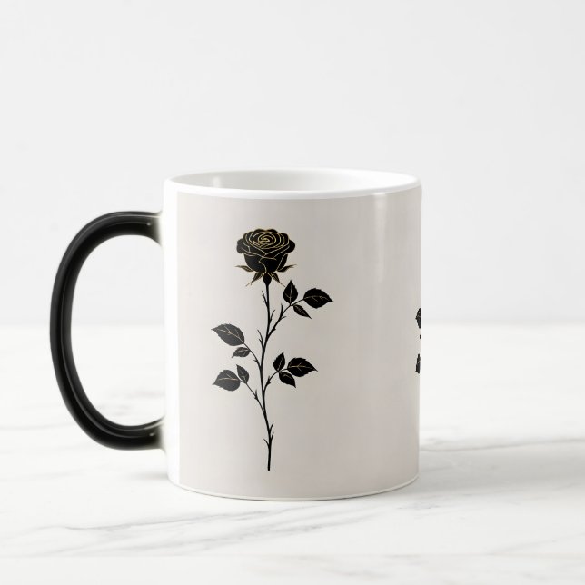 Black Rose Silhouette | Minimalist Mug (Left)