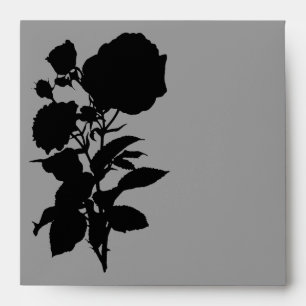 Black Rose Silhouette Square Envelopes