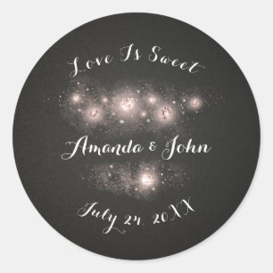 Black Rose Strokes  Save the Date Love is Sweet Classic Round Sticker