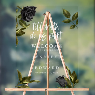 Black Rose Till Death Do Us Part Wedding Sign