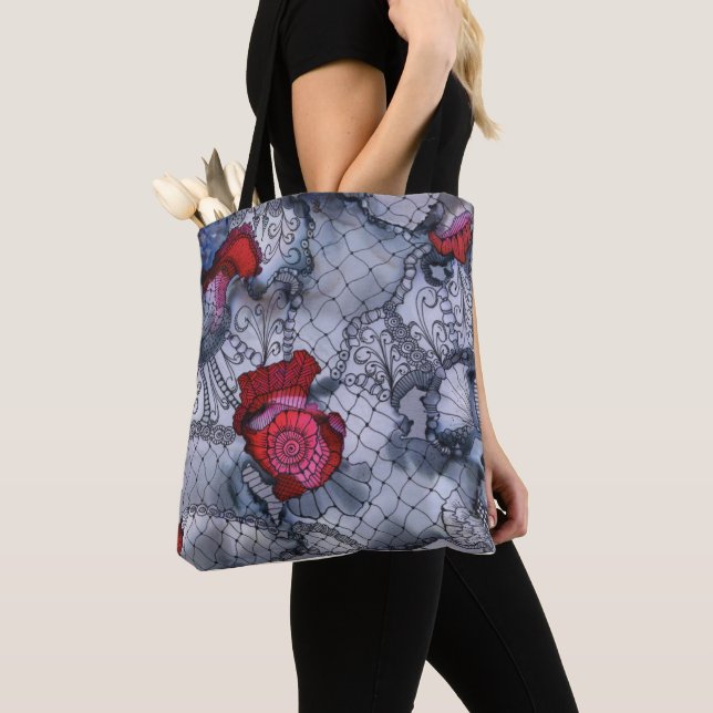 Black Rose Tote Bag (Close Up)