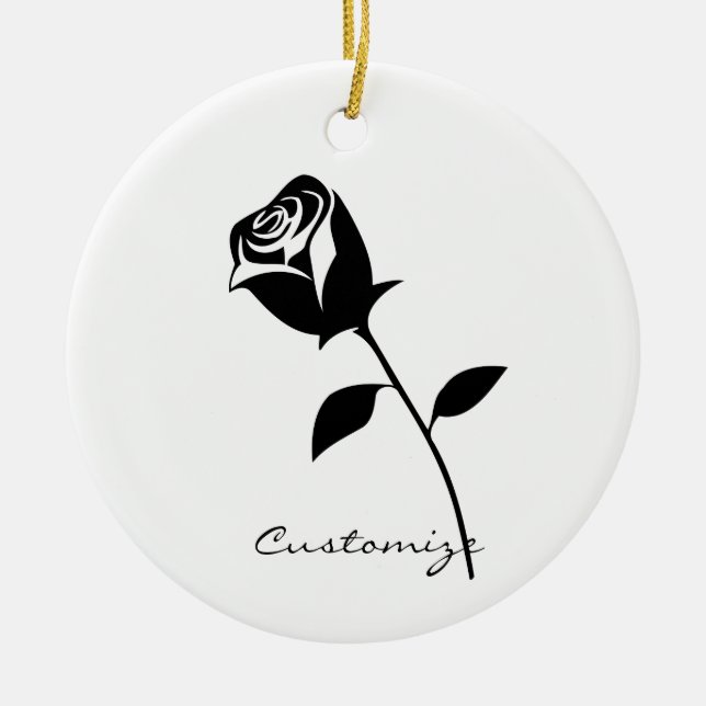 Black Rose Valentine Flower Thunder_Cove Ceramic Ornament (Front)
