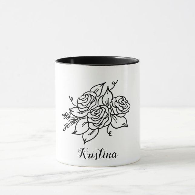 Black Rose with Name Mug (Center)