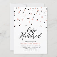 Black RoseGold Simple Hundred 100th Birthday Party