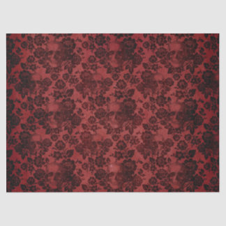Black Roses and Skulls on Red Decoupage Tissue Paper