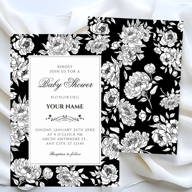 Black roses baby shower invitation (Créateur téléchargé)