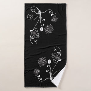 Black Roses Bath Towel Set