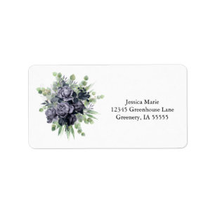 Black Roses Botanical Return Address Label