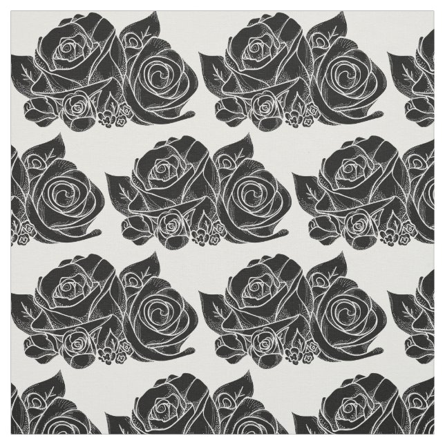 Black Roses Cotton Fabric (Swatch)