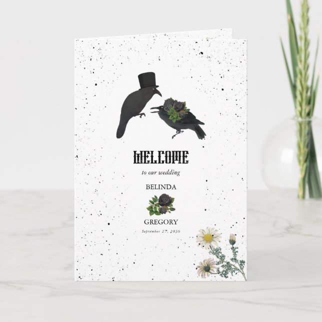 Black Roses Crows Wedding Order of Service Program (Front)