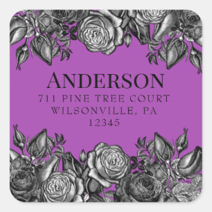 Black Roses Electric Purple Seal Return Address