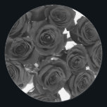 Black Roses Elegant Romantic Wedding Classic Round Sticker<br><div class="desc">Customize with any text. Matching items are available.</div>