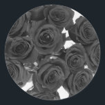 Black Roses Elegant Romantic Wedding Classic Round Sticker<br><div class="desc">Customize with any text. Matching items are available.</div>
