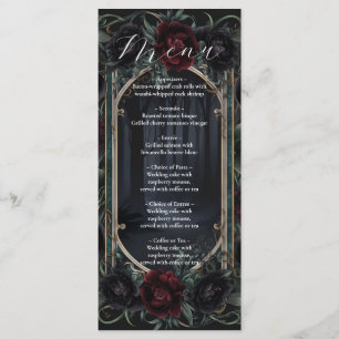 Black Roses Floral Gothic Halloween Wedding Menu