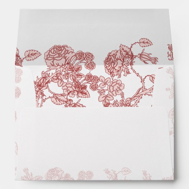 Black Roses Flower Swirl Wedding Envelopes (Back (Bottom))