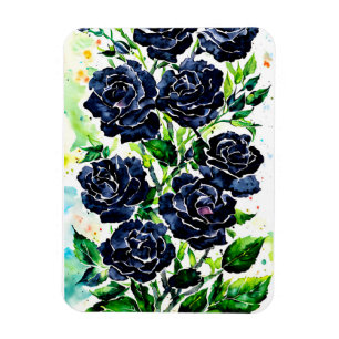 Black Roses Flowers Goth Art Watercolor Painting   Magnet