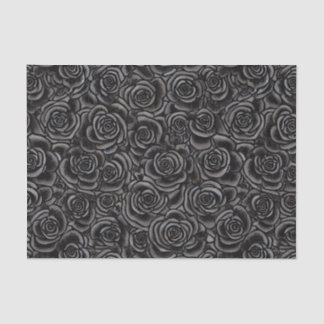 Black Roses Gothic Dark Floral Pattern Whimsigoth Tissue Paper