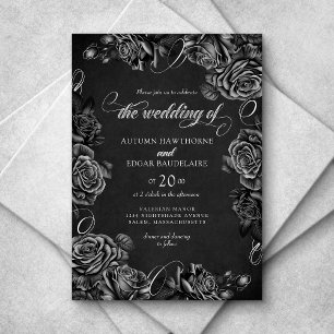 Black Roses Gothic Wedding Invitation