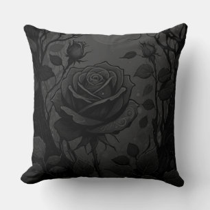 Black Roses Motif 2 Throw Pillow