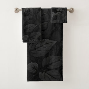 Black Roses Motif 3 Bath Towel Set