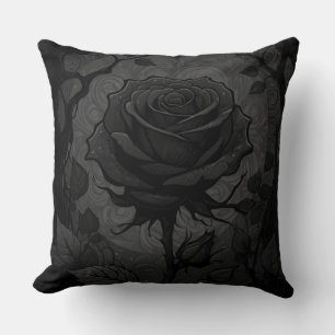 Black Roses Motif 3 Throw Pillow